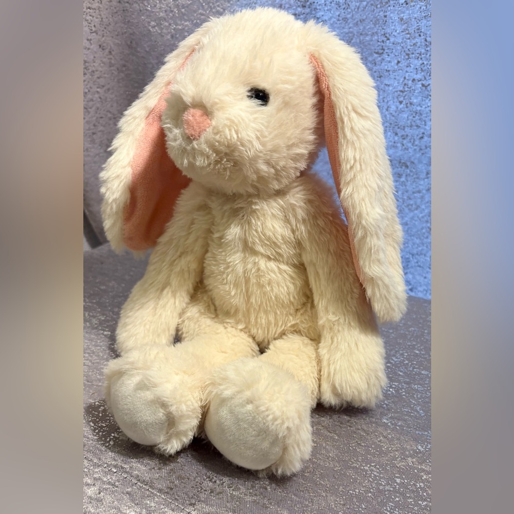 Cream and Pink Plush Bunny by Vermont Teddy Bears